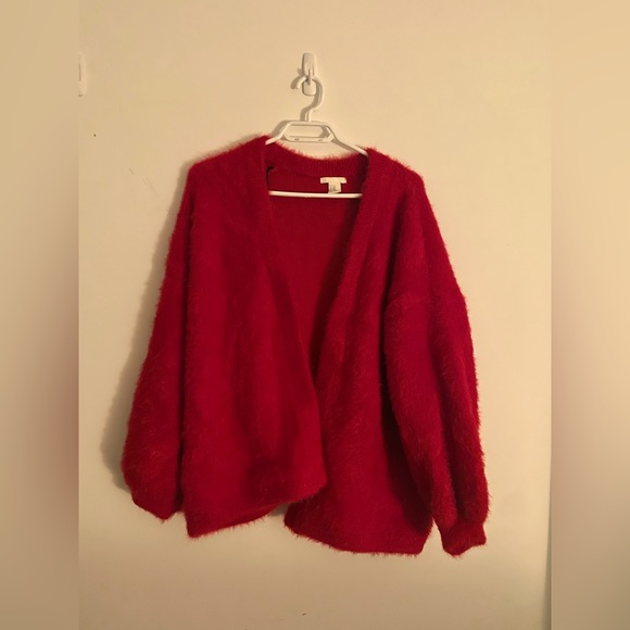 Fluffy Red H&M Cardigan - Picture 2 of 5